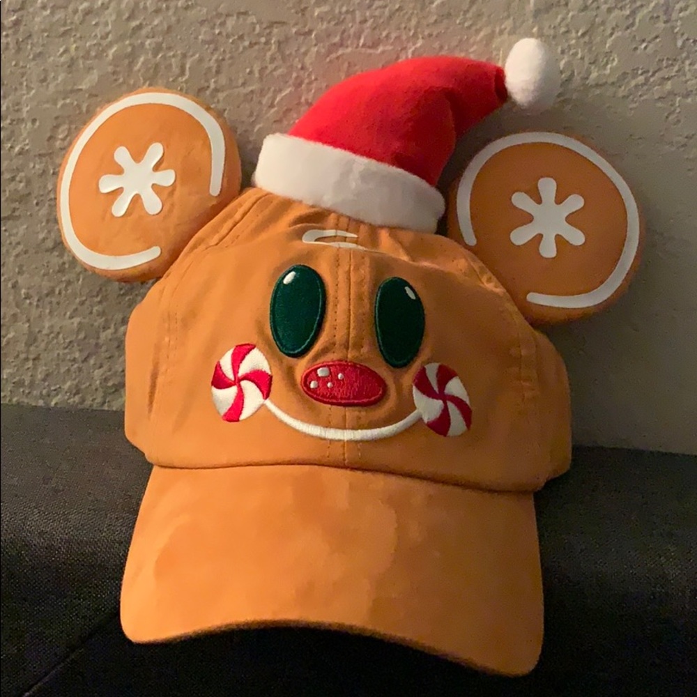 Disney Orange Gingerbread Mickey Santa Hat